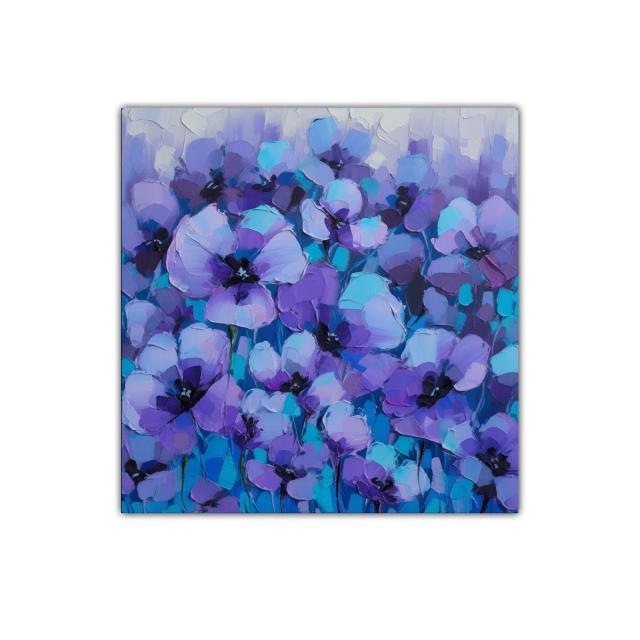 Cuadro decorativo con flores en tonos morados y azules