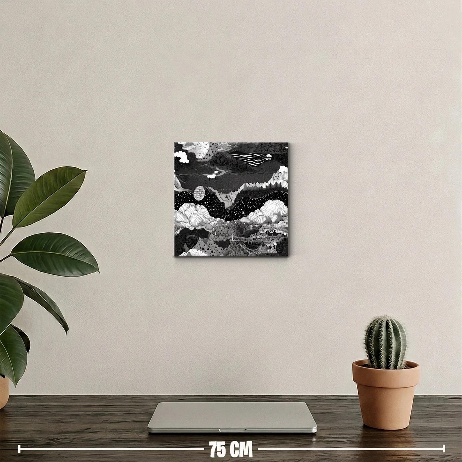 Paisaje onírico en blanco y negro con formas abstractas — miniatura 2