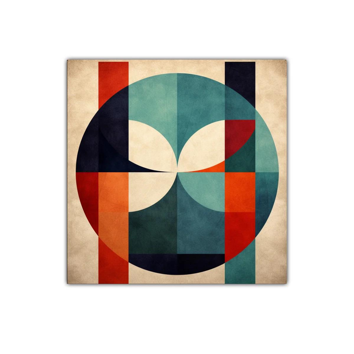 Cuadro decorativo con diseño geométrico en tonos cálidos y azules — imagen principal