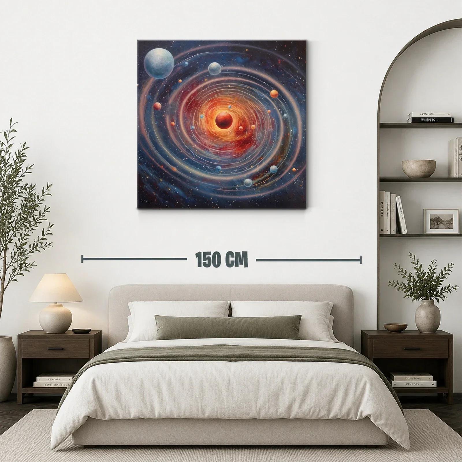 Universo en espiral con planetas en tonos cálidos y fríos — miniatura 3