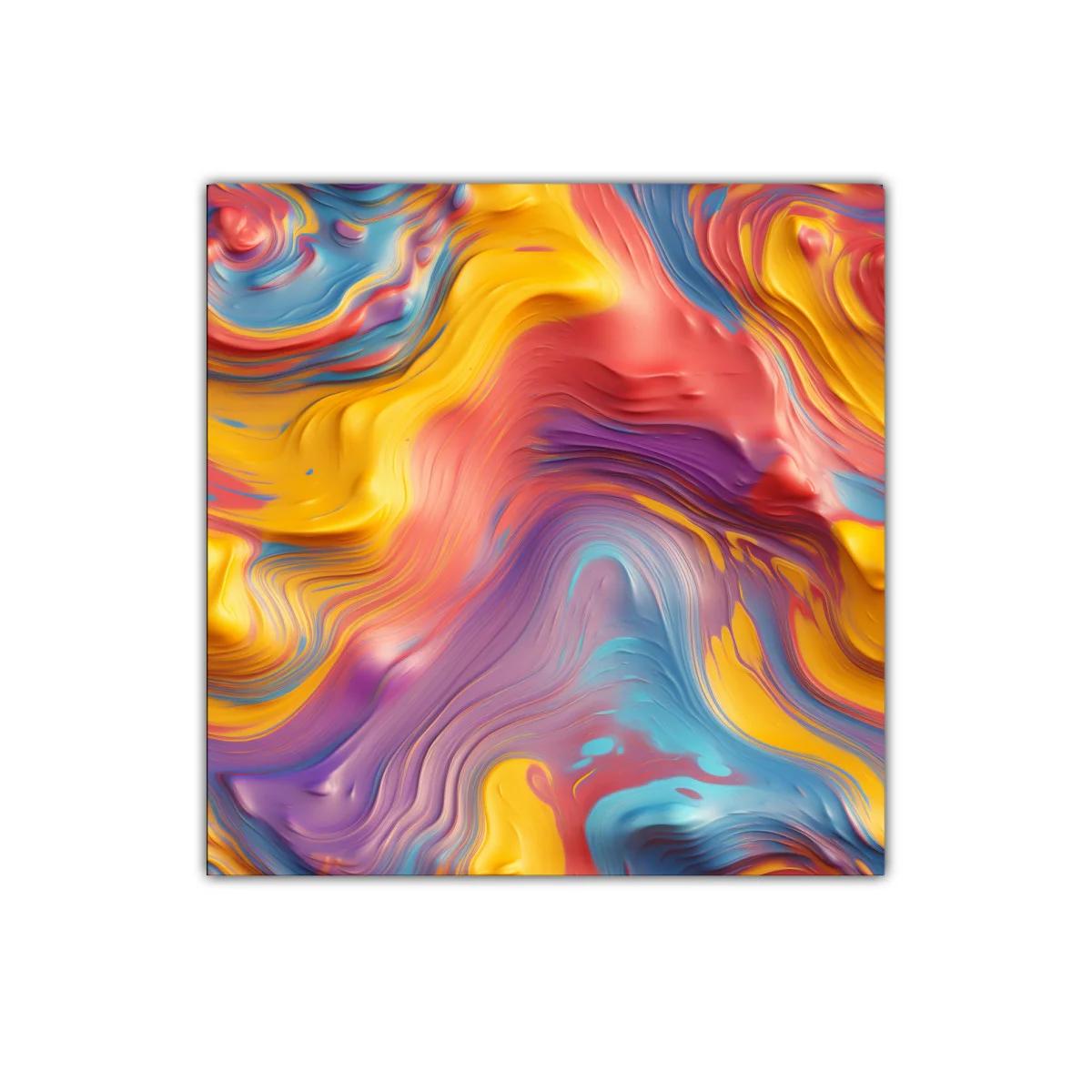 Cuadro abstracto con formas fluidas en tonos vibrantes — miniatura 1