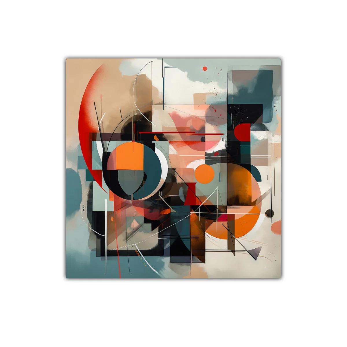 Cuadro abstracto con formas geométricas y paleta cálida