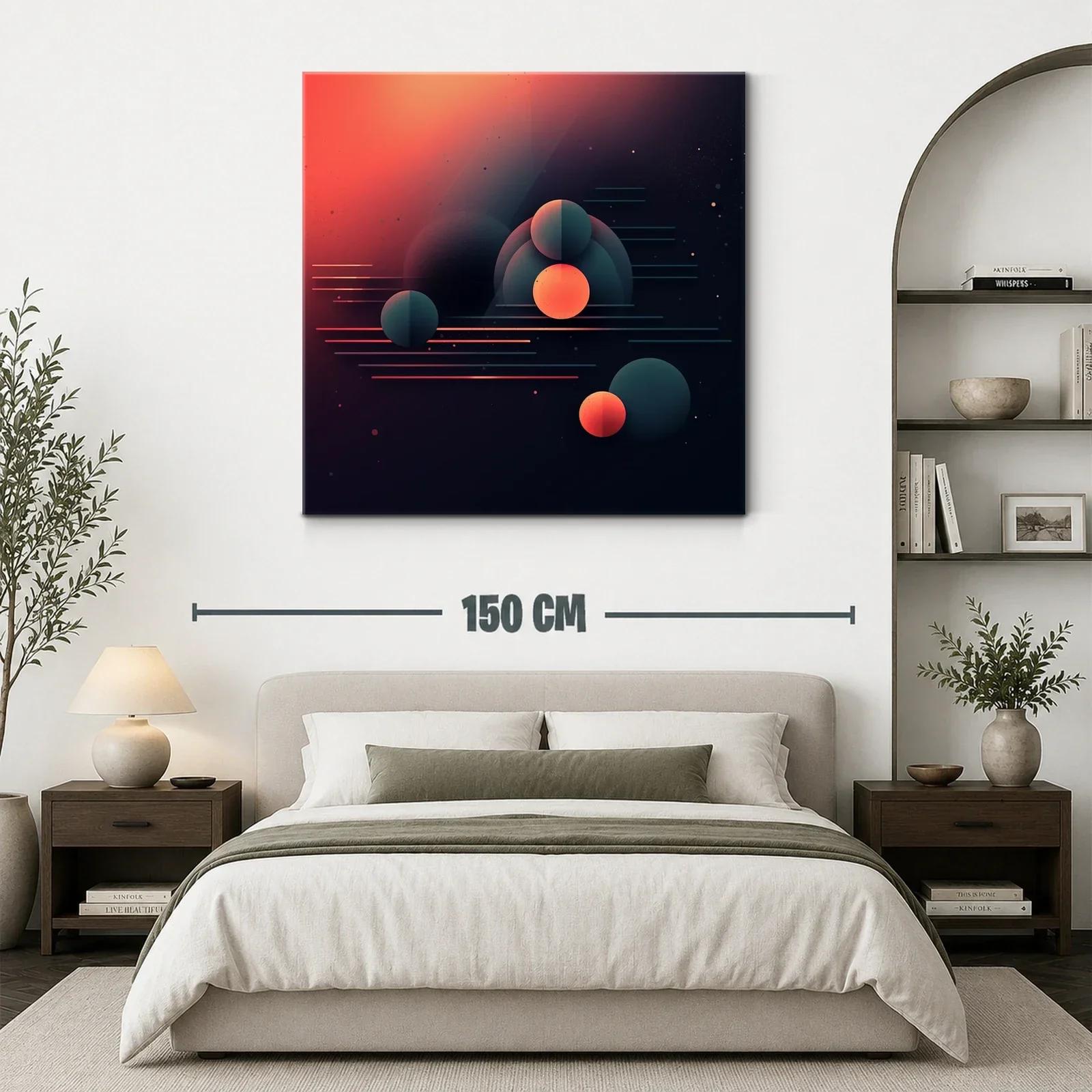 Composición abstracta con esferas y líneas en tonos cálidos — miniatura 3