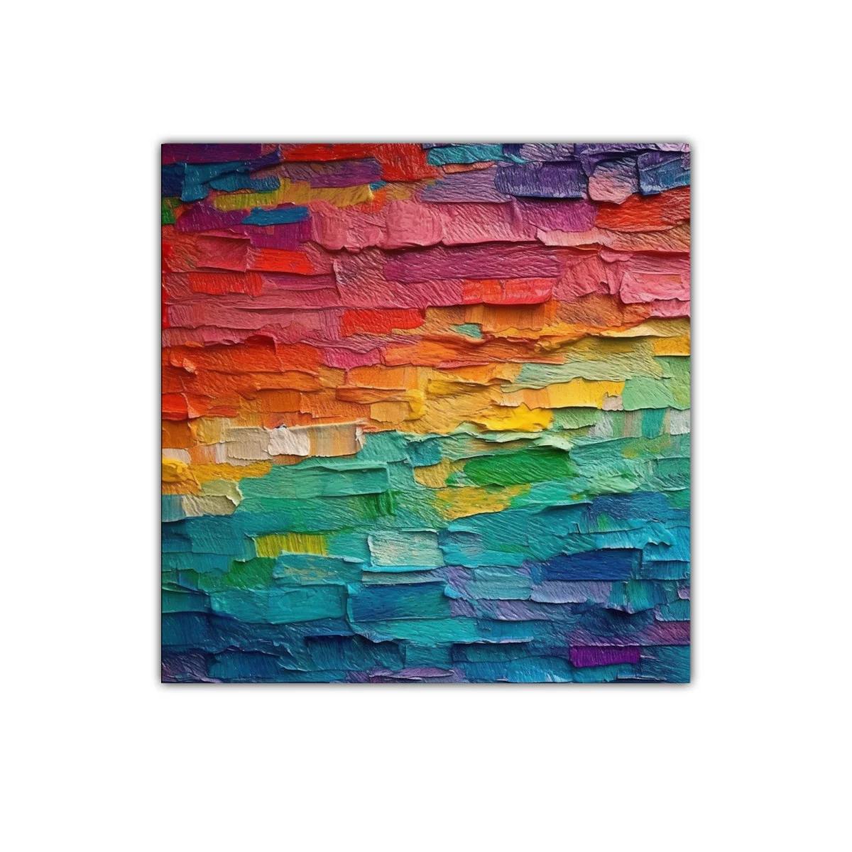 Cuadro abstracto en vibrantes tonos arcoíris para decoración
