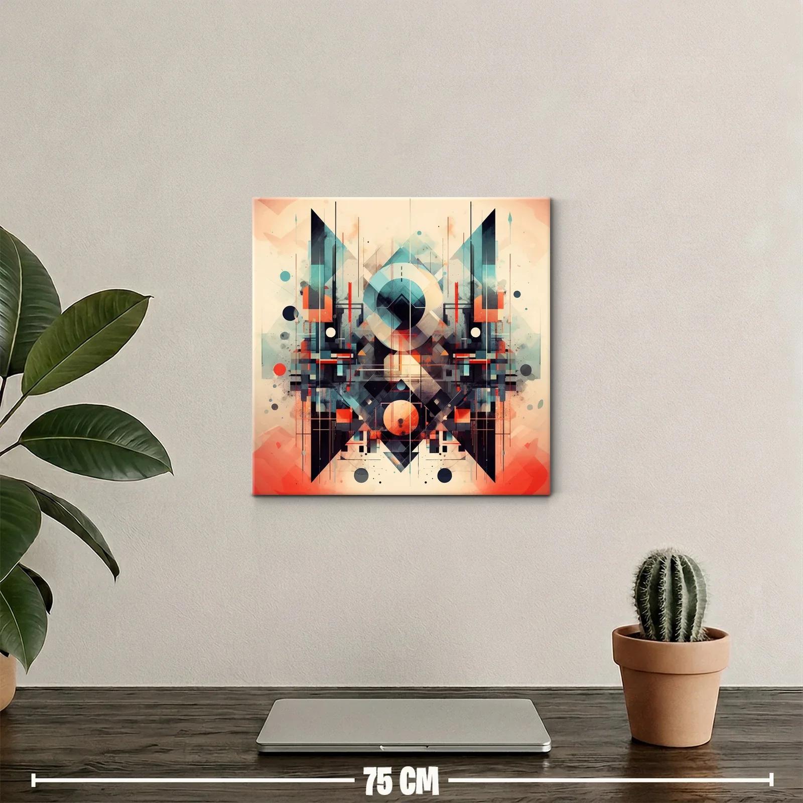 Composición geométrica abstracta en tonos cálidos y fríos — miniatura 2