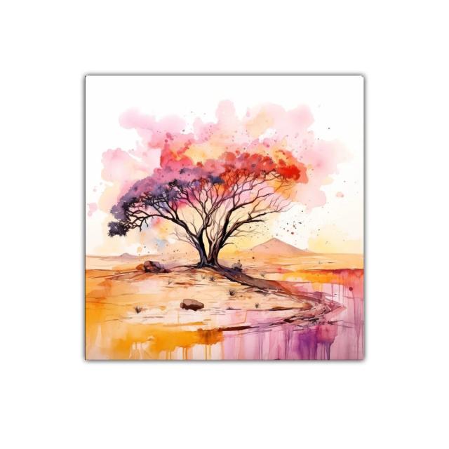 Árbol solitario con vibrantes tonos cálidos al atardecer