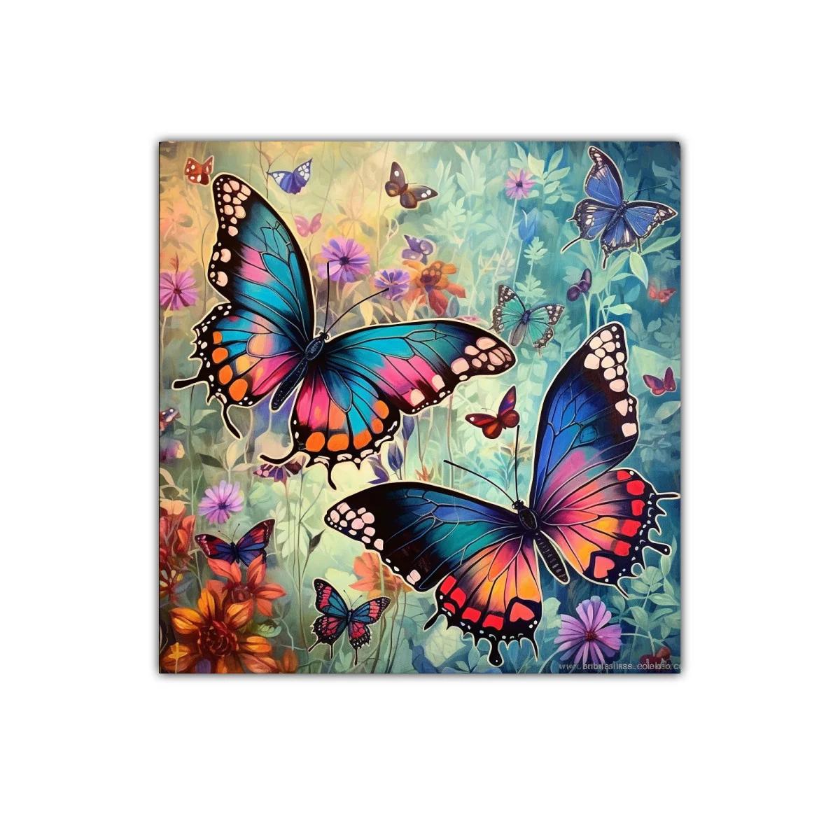Mariposas vibrantes en un jardín de ensueño