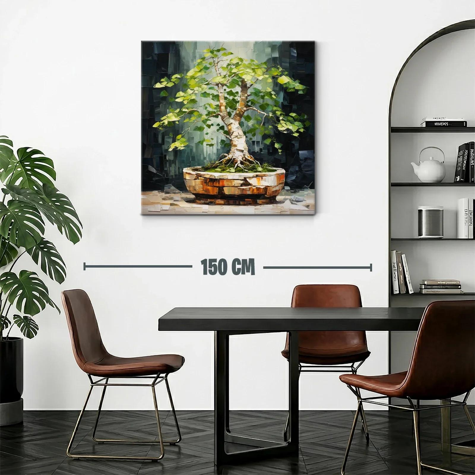 Cuadro árbol bonsái con vibrantes tonos verdes y marrones — miniatura 2