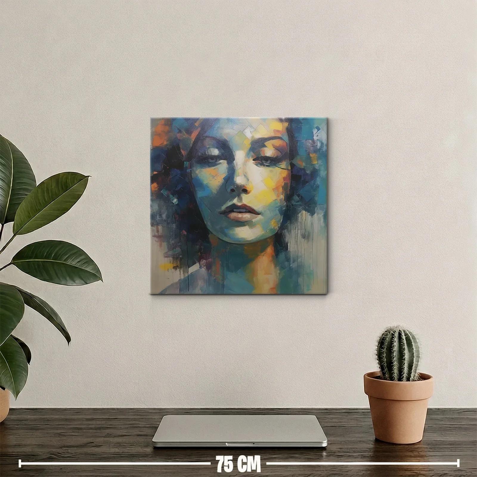 Retrato abstracto con expresiva gama de azules y amarillos — miniatura 2