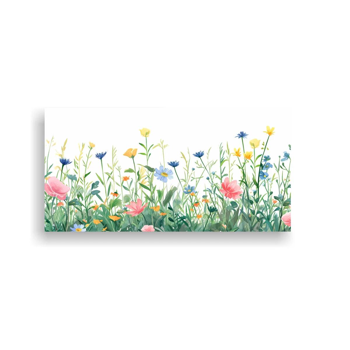 Cuadro de flores silvestres con amapolas rosadas