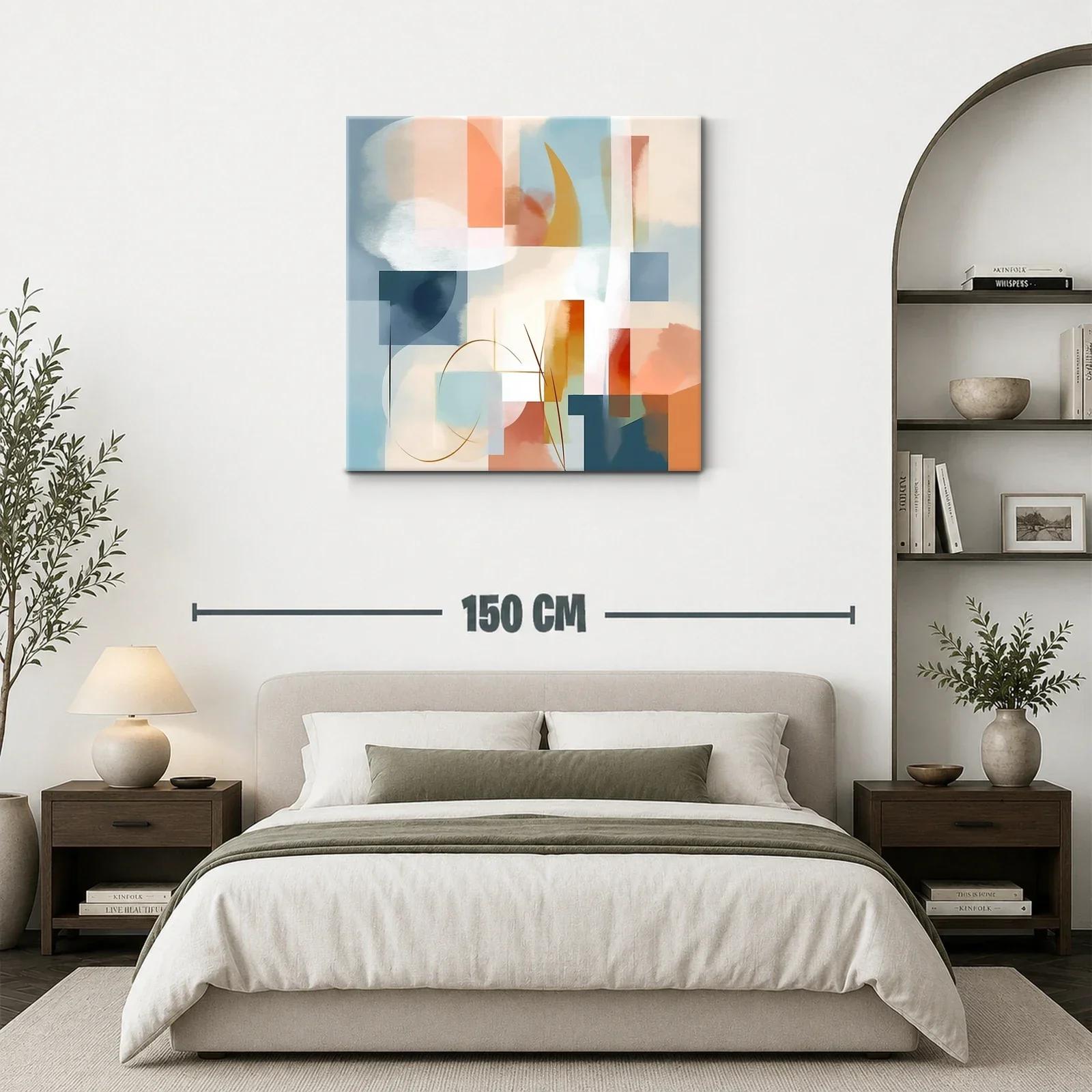 Composición abstracta con tonos cálidos y fríos equilibrados — miniatura 3