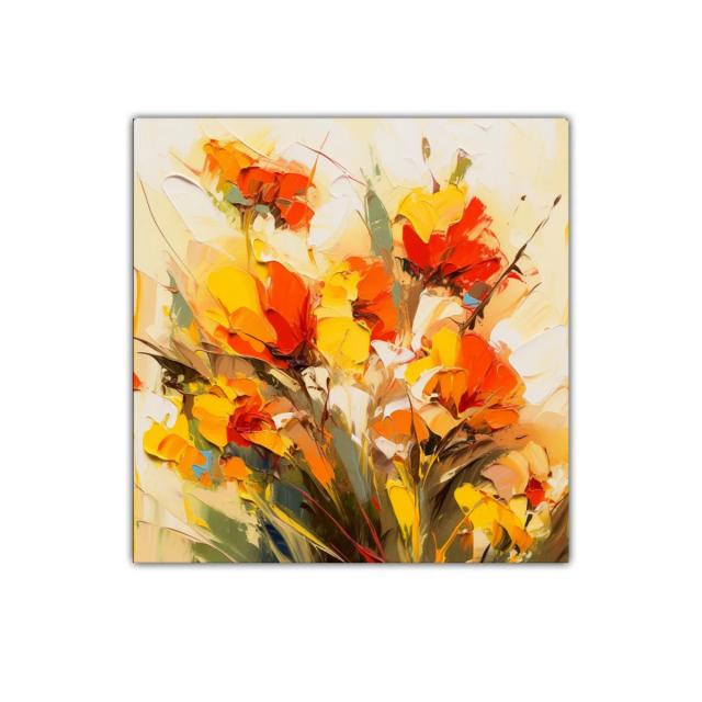 Explosión de Flores en Tonos Cálidos y Vibrantes