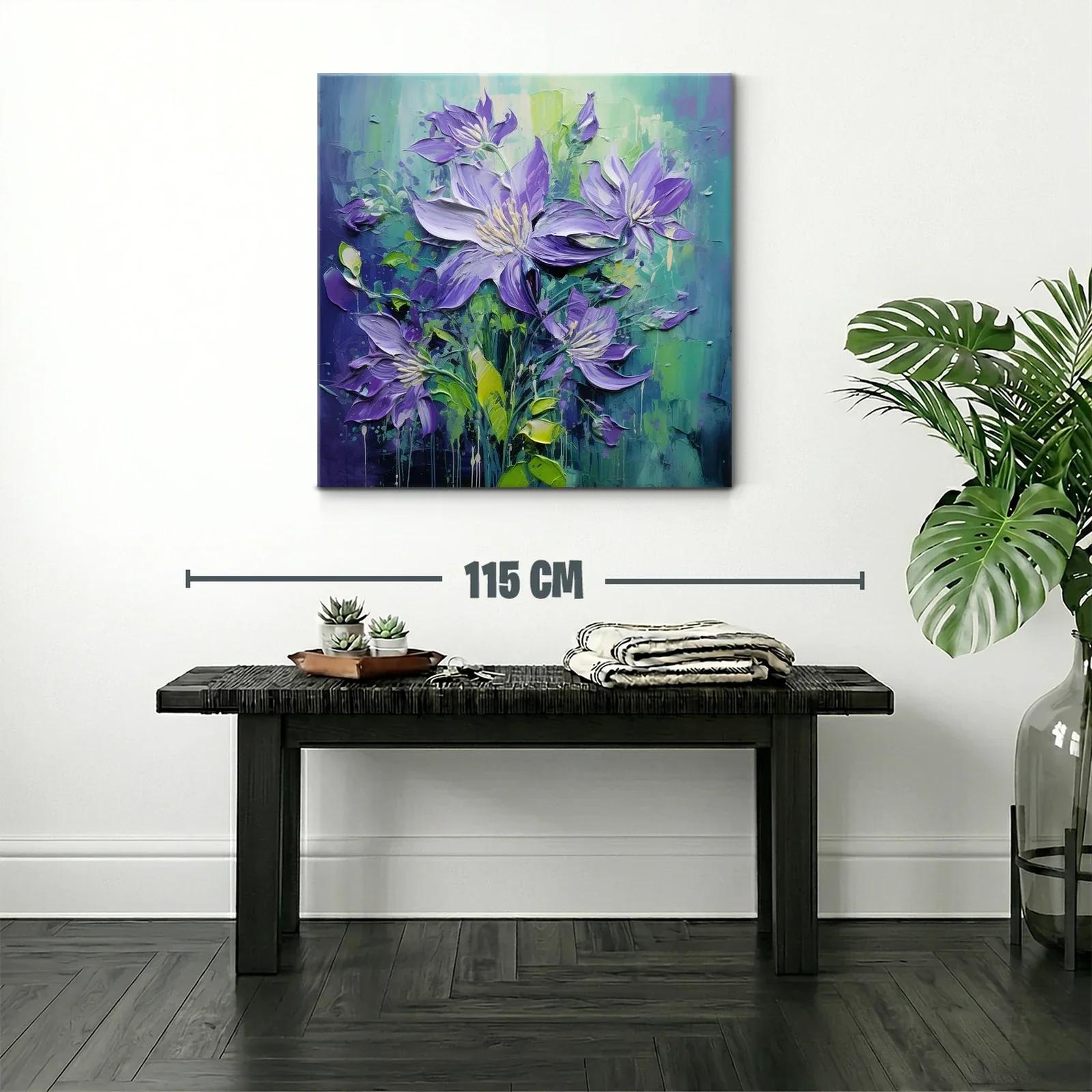 Flores púrpuras vibrantes con fondo verde y azul — miniatura 2