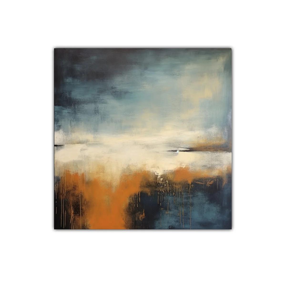 Cuadro abstracto con tonos cálidos y fríos en armonía — imagen principal