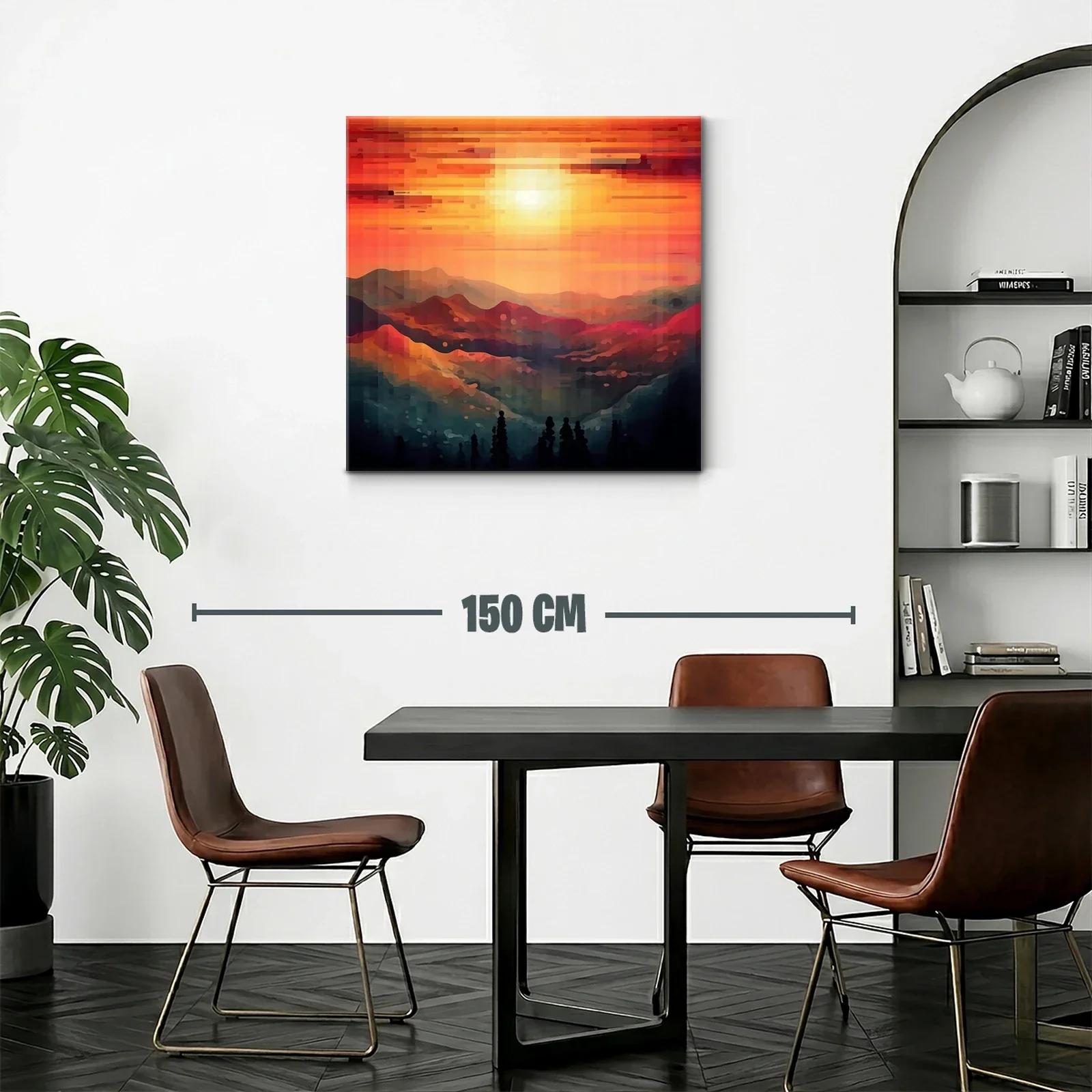 Paisaje de montaña con sol poniente en tonos cálidos — miniatura 2