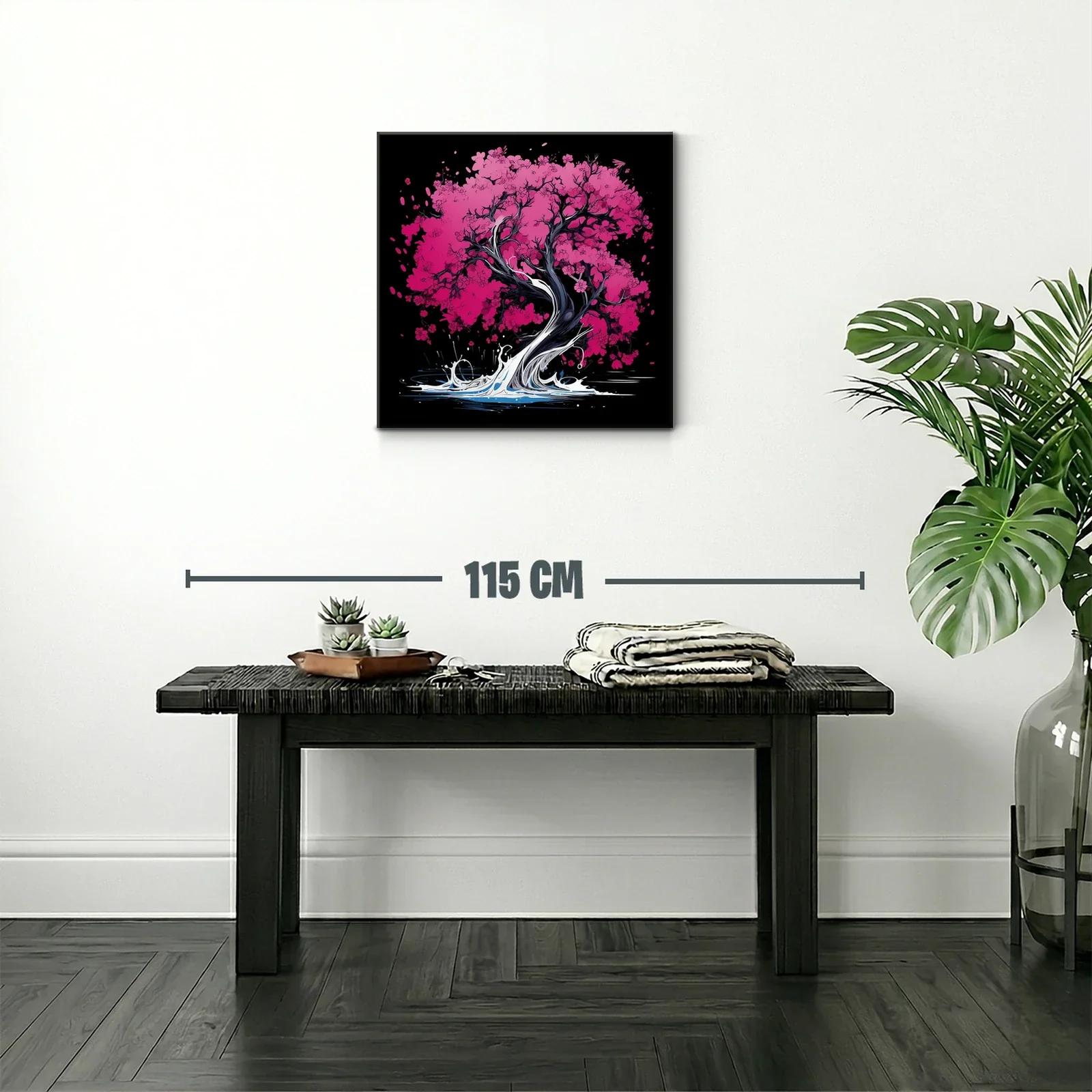 Árbol de flores rosas con base de agua dinámica y oscura — miniatura 2