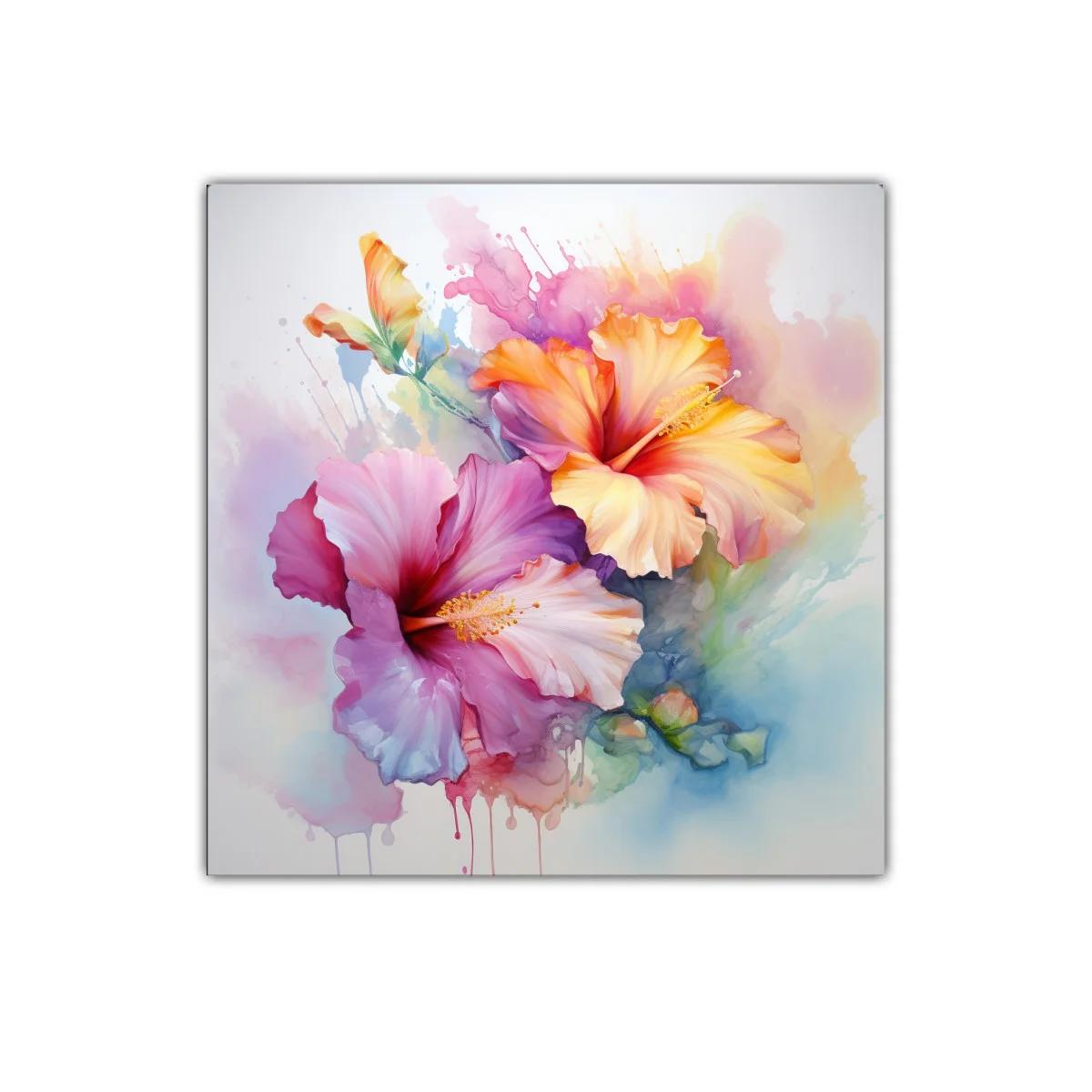 Cuadro decorativo con flores vibrantes y delicadas