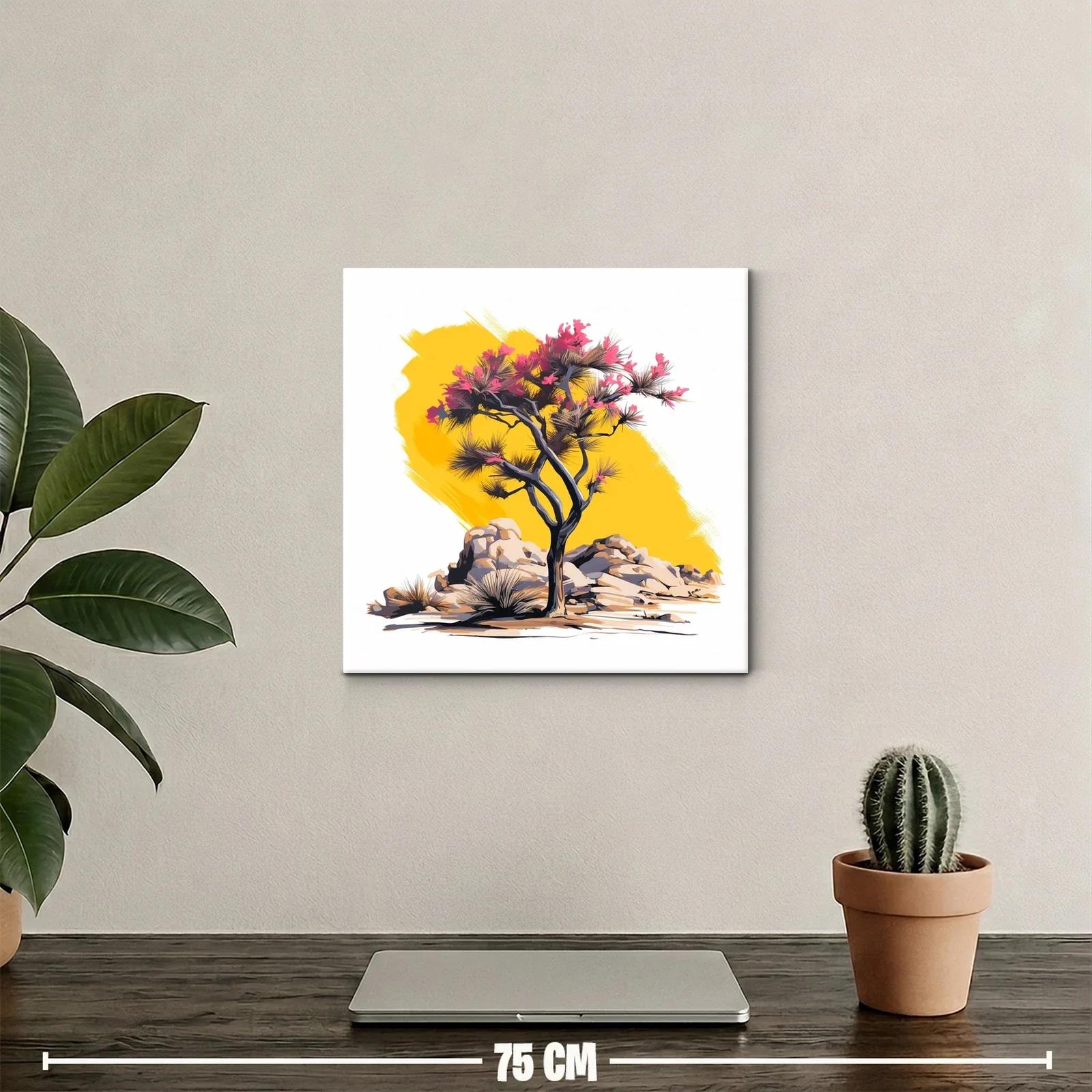 Árbol floreciente con fondo amarillo vibrante — miniatura 2