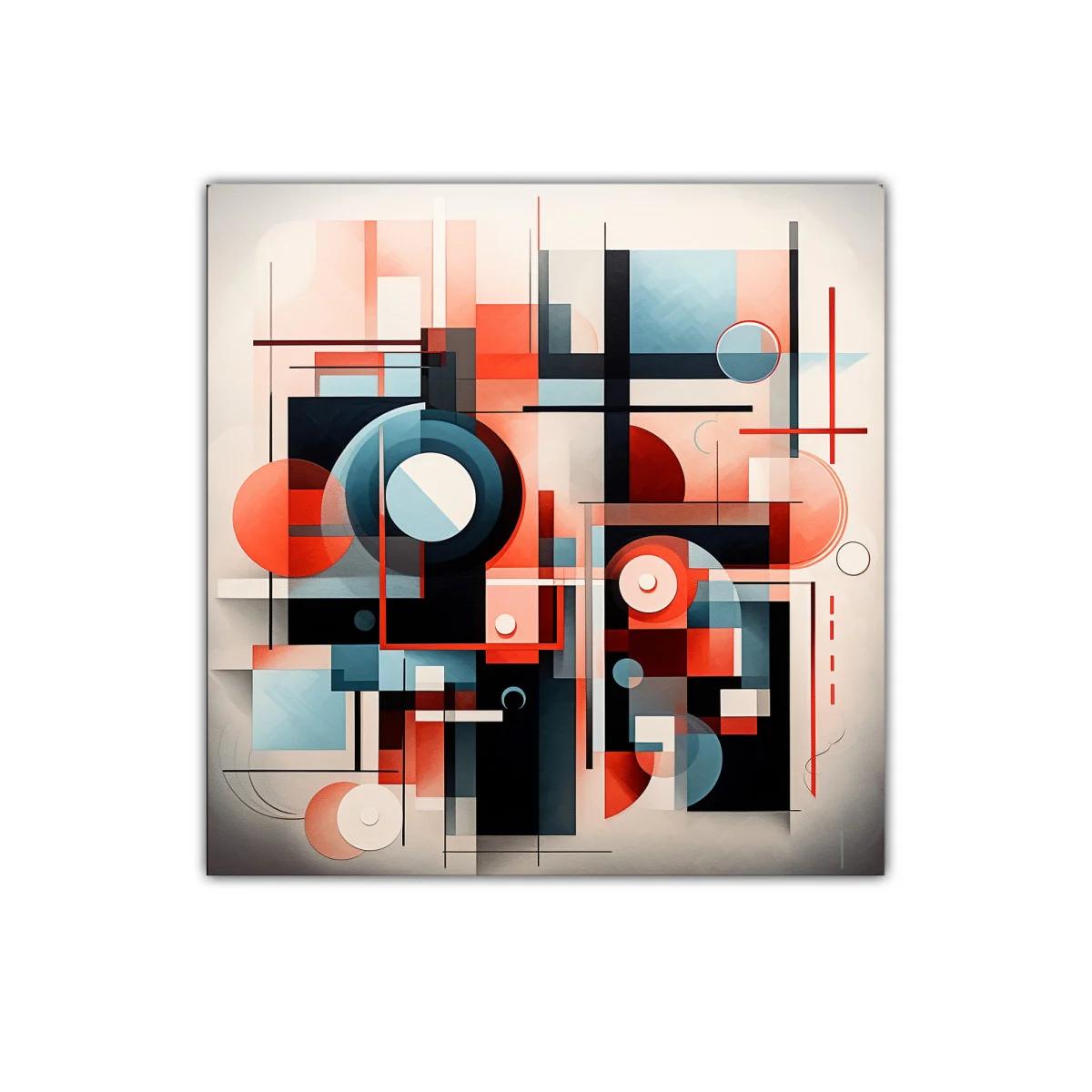 Composición geométrica con tonos cálidos y fríos