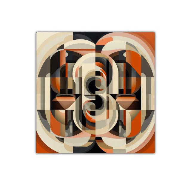 Cuadro decorativo con formas geométricas en tonos cálidos