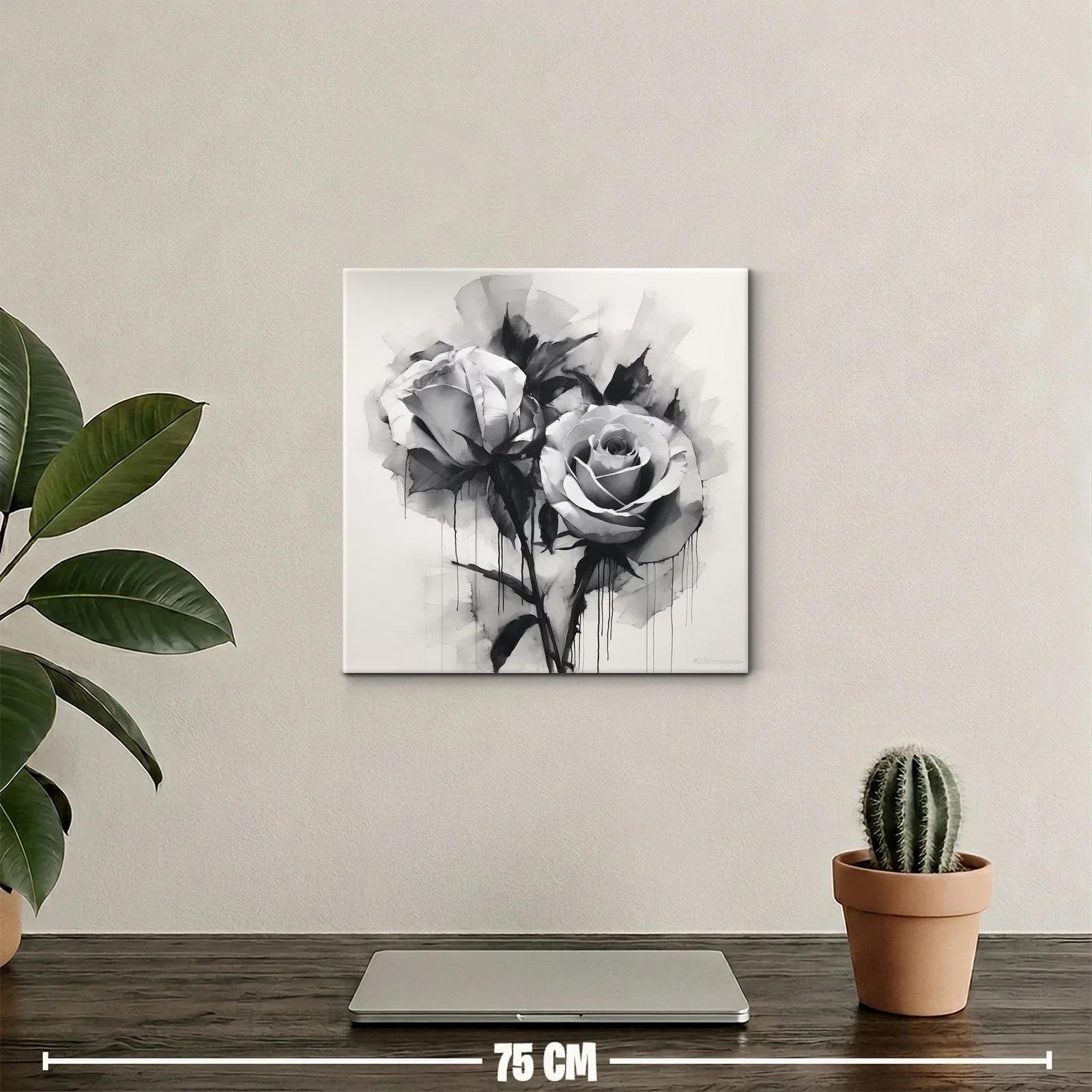 Rosas en blanco y negro con efecto acuarela moderna — miniatura 2