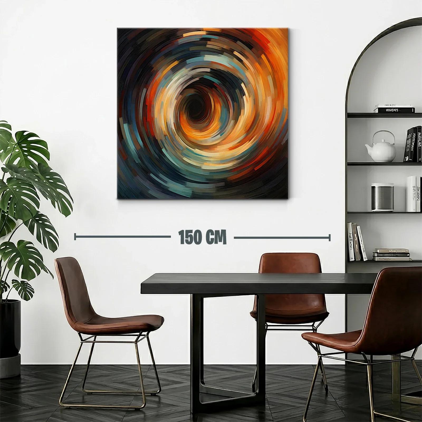 Cuadro abstracto con espiral dinámica de tonos cálidos y fríos — miniatura 2