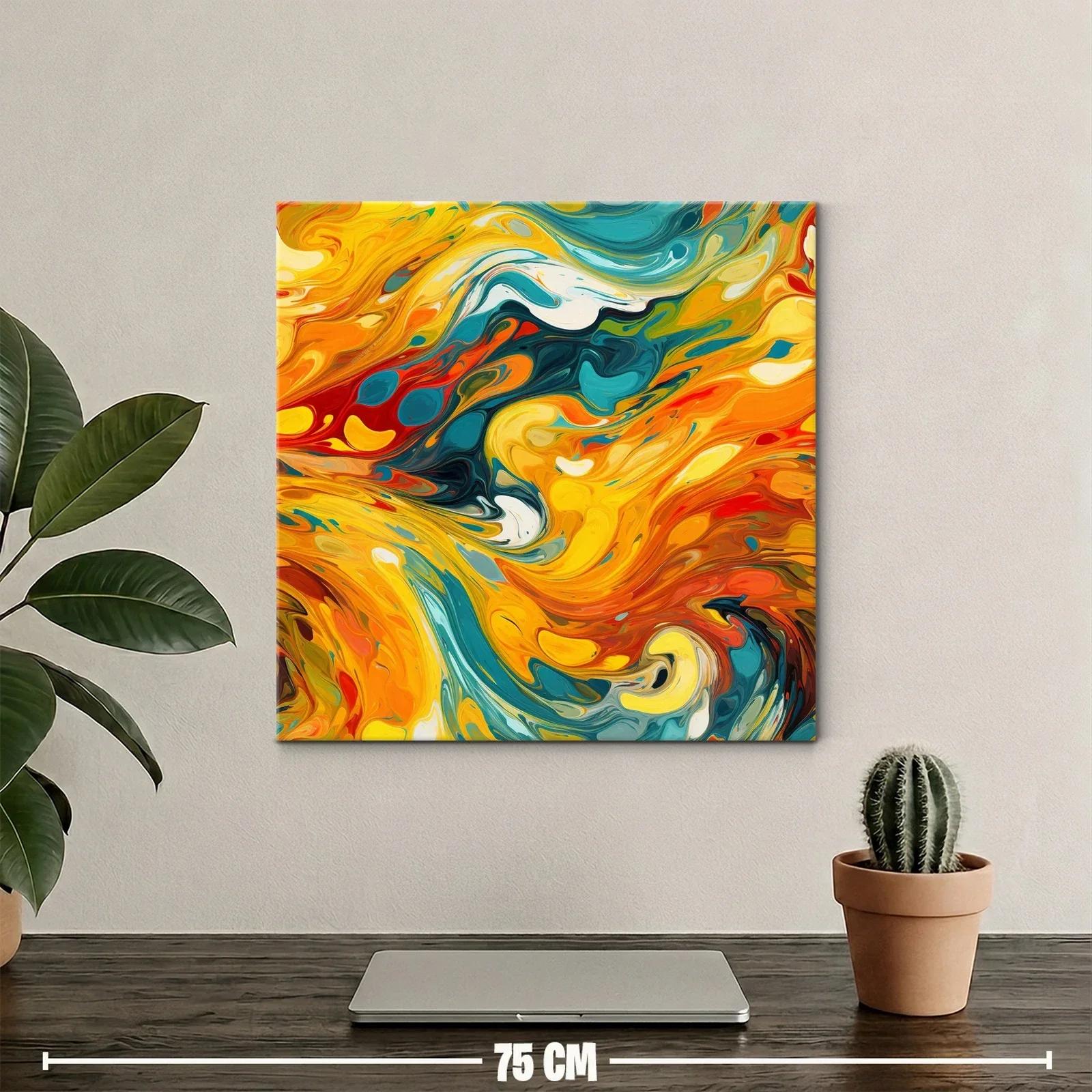 Arte abstracto dinámico con tonos cálidos y fríos vibrantes — miniatura 2