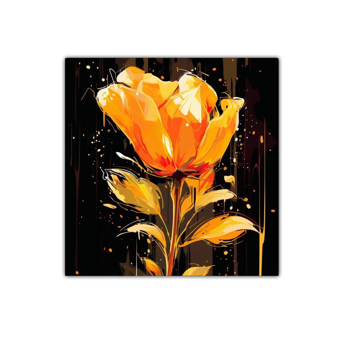 Flor vibrante en tonos cálidos y fondo oscuro elegante — imagen principal