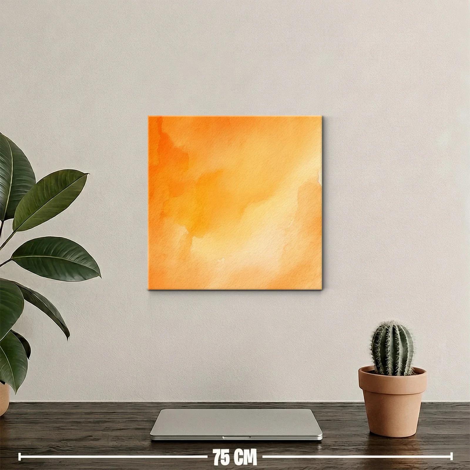 Cuadro abstracto con tonos cálidos en naranja y amarillo — miniatura 2