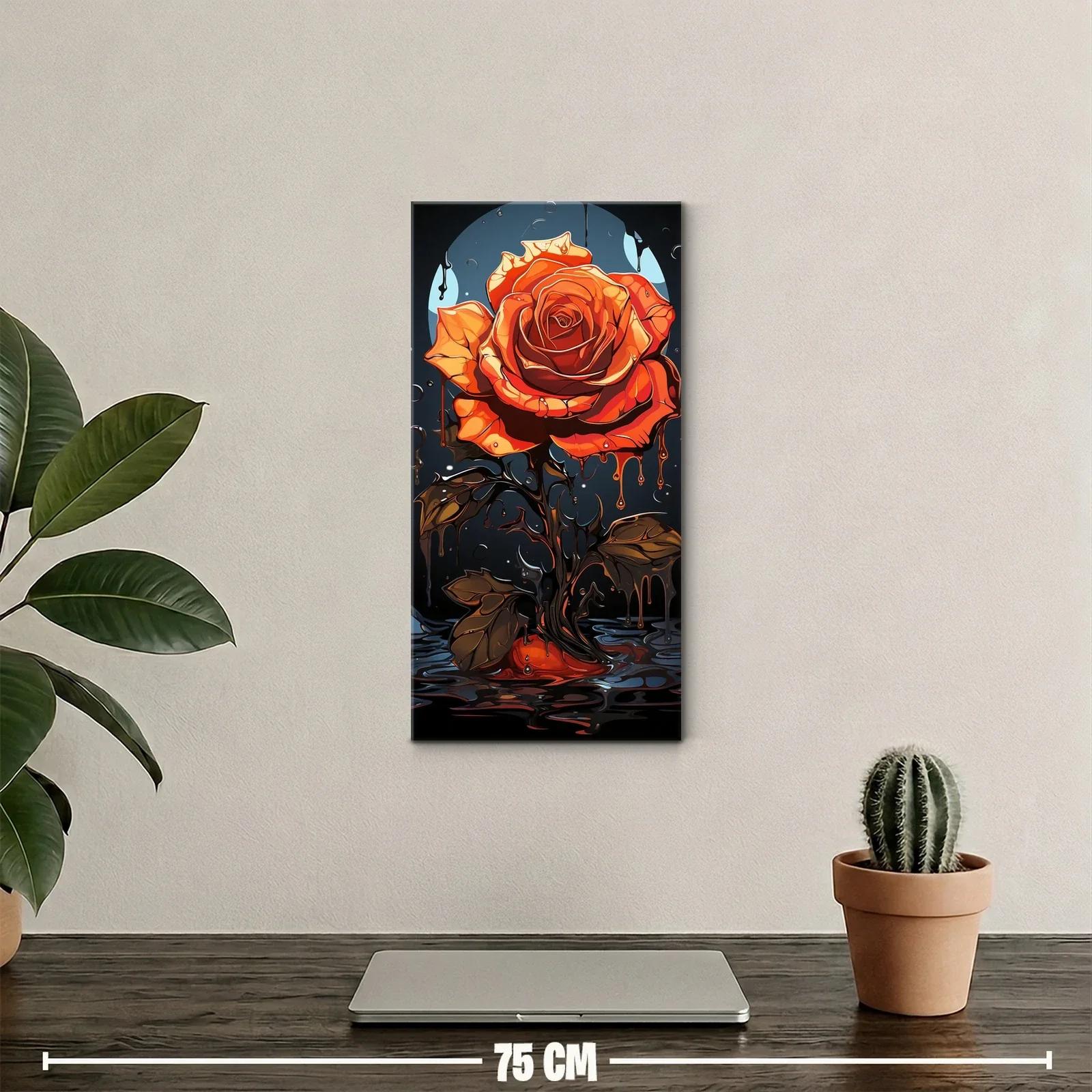 Cuadro rosa naranja con gotas y fondo oscuro — miniatura 2