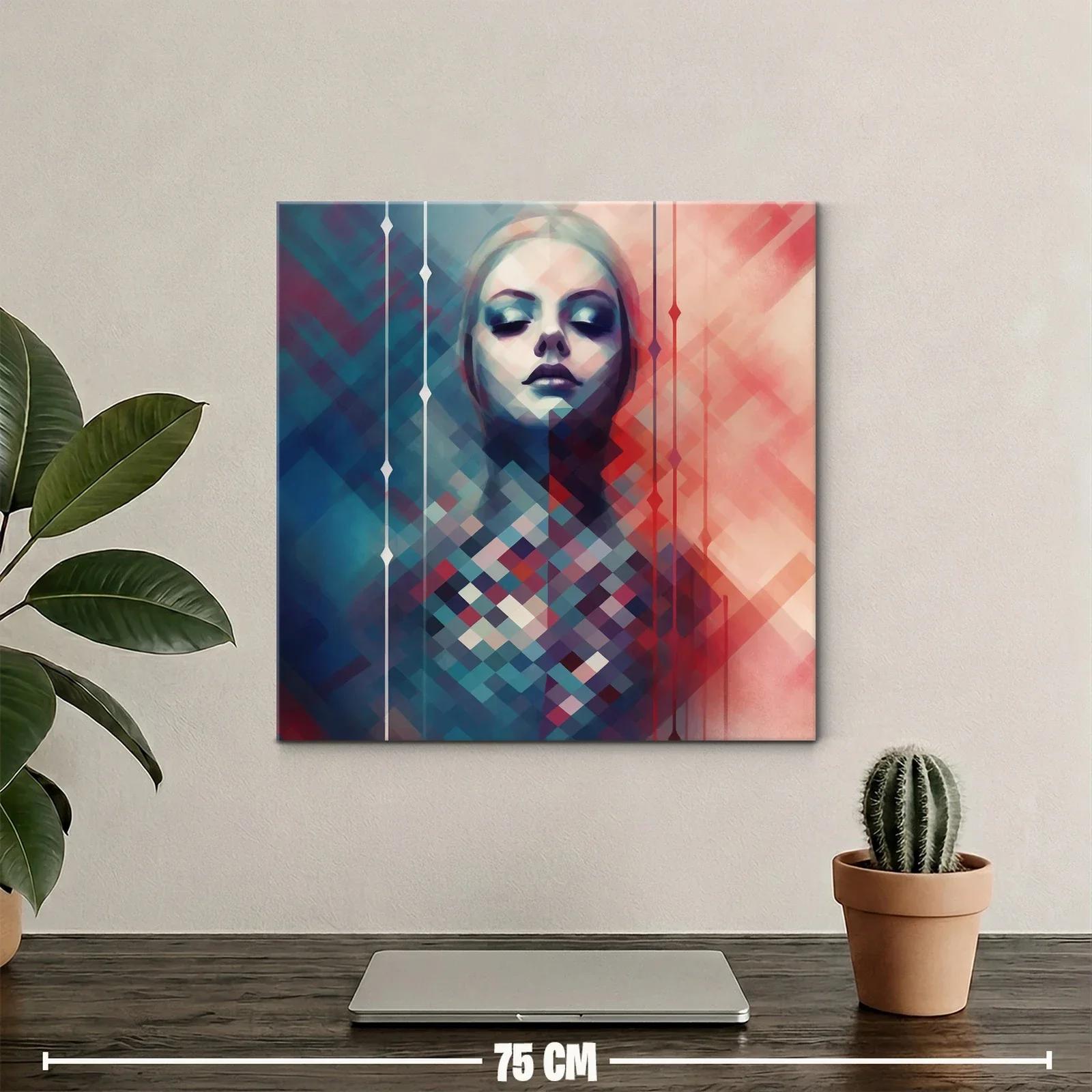 Retrato abstracto de mujer con tonos fríos y cálidos — miniatura 2