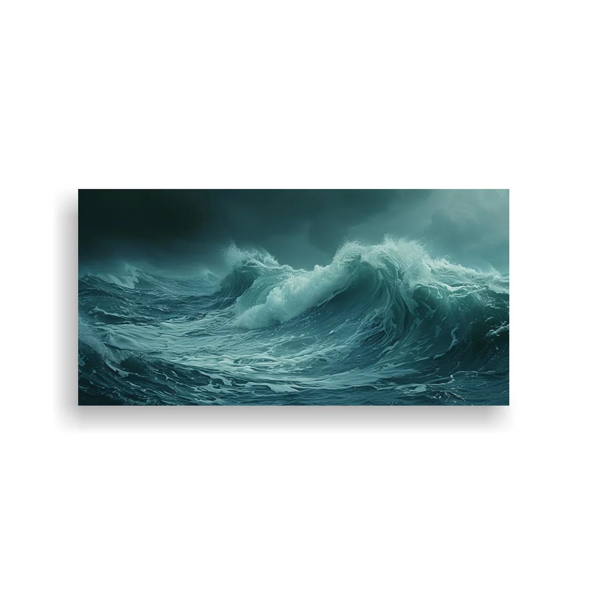 Cuadro mar tormentoso con gran ola y cielo cargado — imagen principal