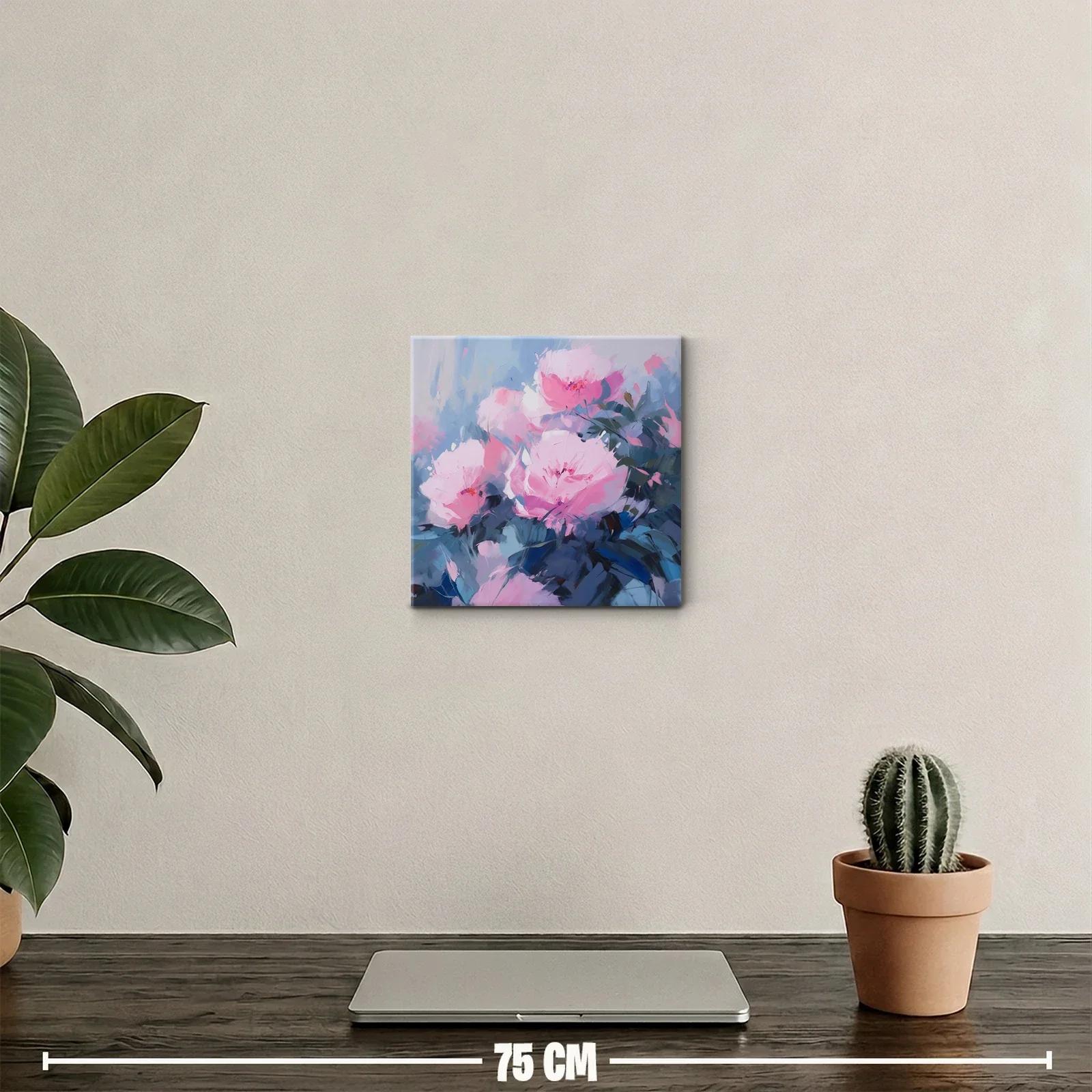 Flores rosas sobre fondo azul para decoraciones delicadas — miniatura 2
