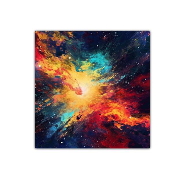 Estallido Cósmico con Vibrantes Tonos Rojos y Azules