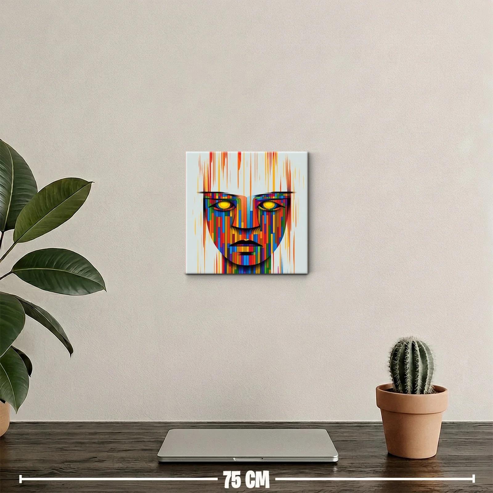 Rostro geométrico con colores vibrantes y mirada intensa — miniatura 2
