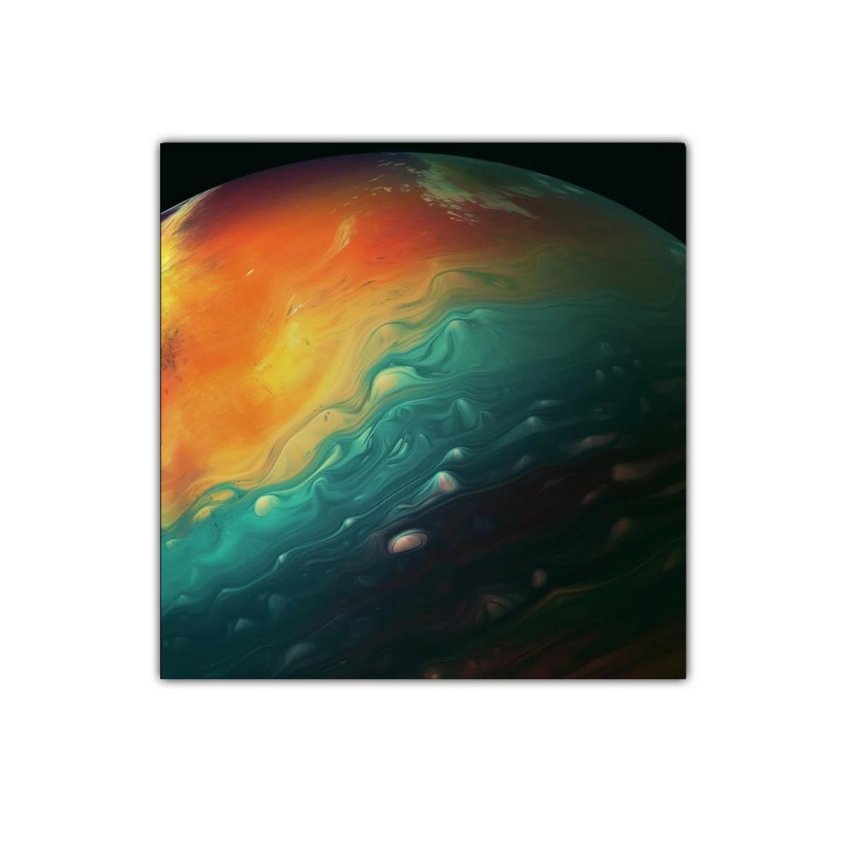 Cuadro abstracto tonos cálidos y fríos en armonía fluida
