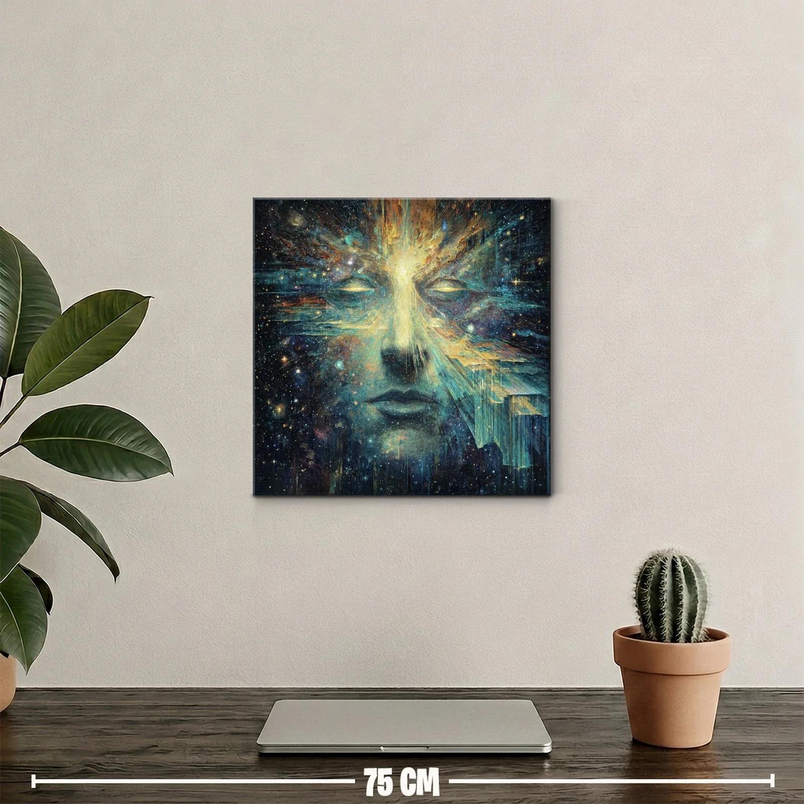 Rostro cósmico con energía luminosa y fractales celestes — miniatura 2