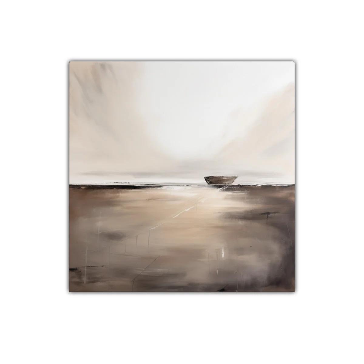 Tranquilidad minimalista con barco solitario sobre horizonte — imagen principal