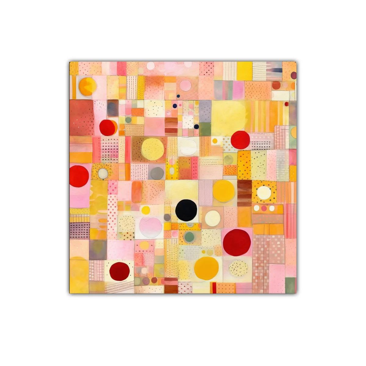 Cuadro geométrico con círculos y tonos cálidos vibrantes — imagen principal