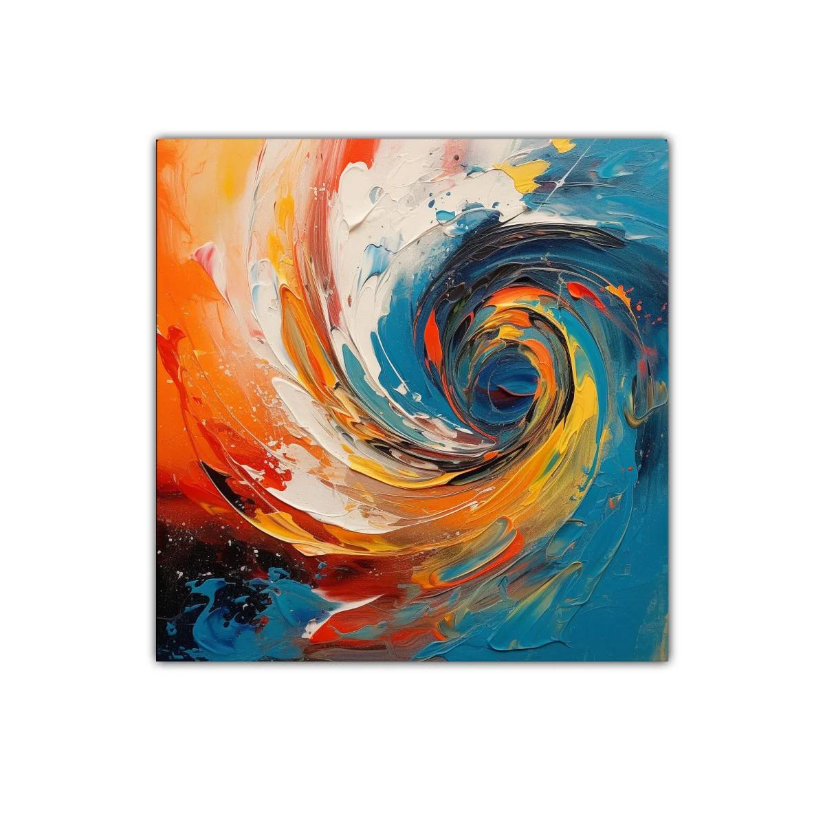 Cuadro abstracto con remolino en tonos vibrantes