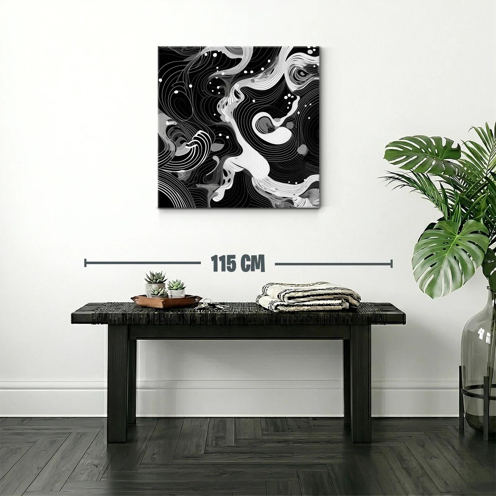 Composición abstracta en blanco y negro dinámica y sofisticada — miniatura 2