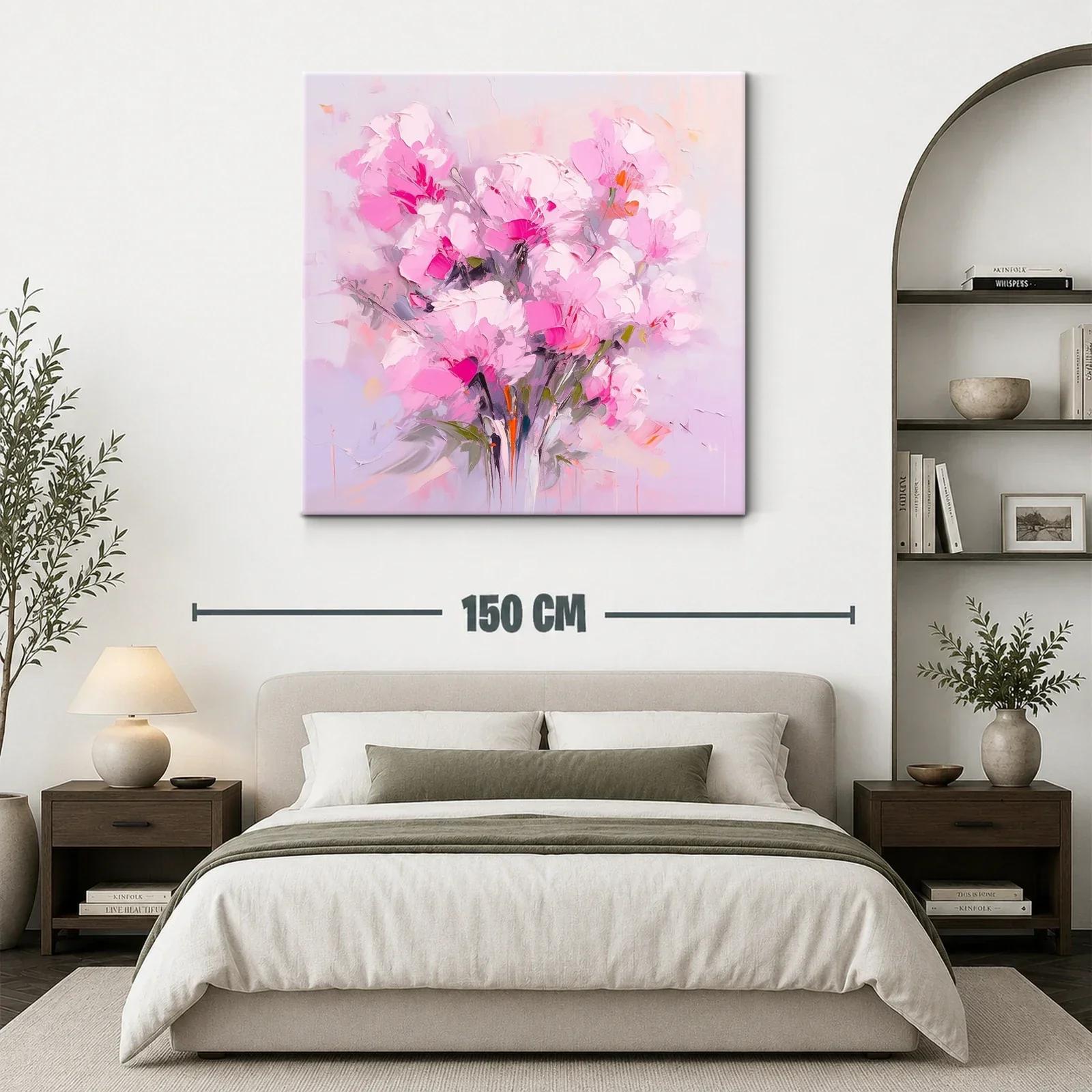 Cuadro floral vibrante en tonos rosas y lilas suaves — miniatura 3