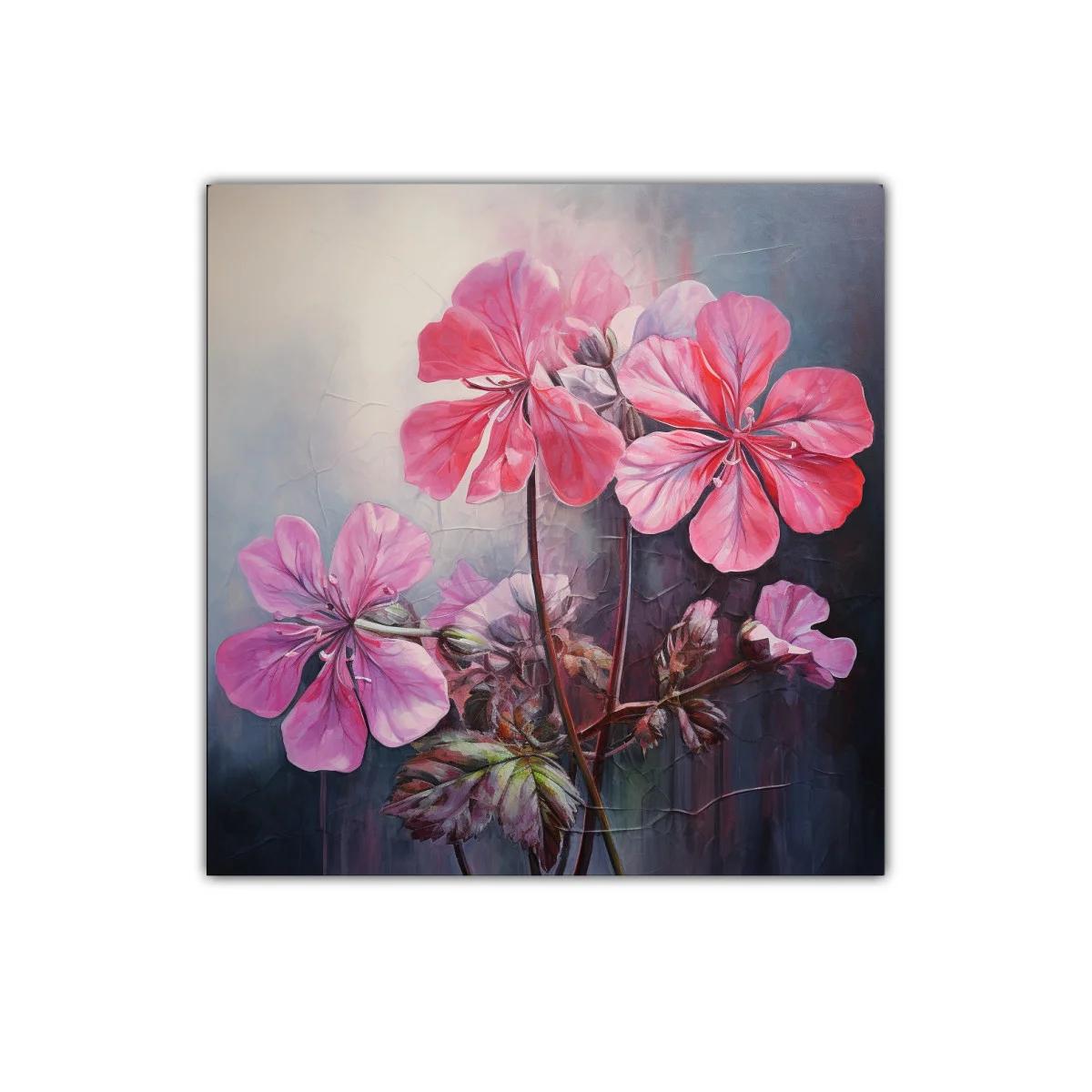 Cuadro decorativo con flores rosas vibrantes y fondo oscuro — imagen principal