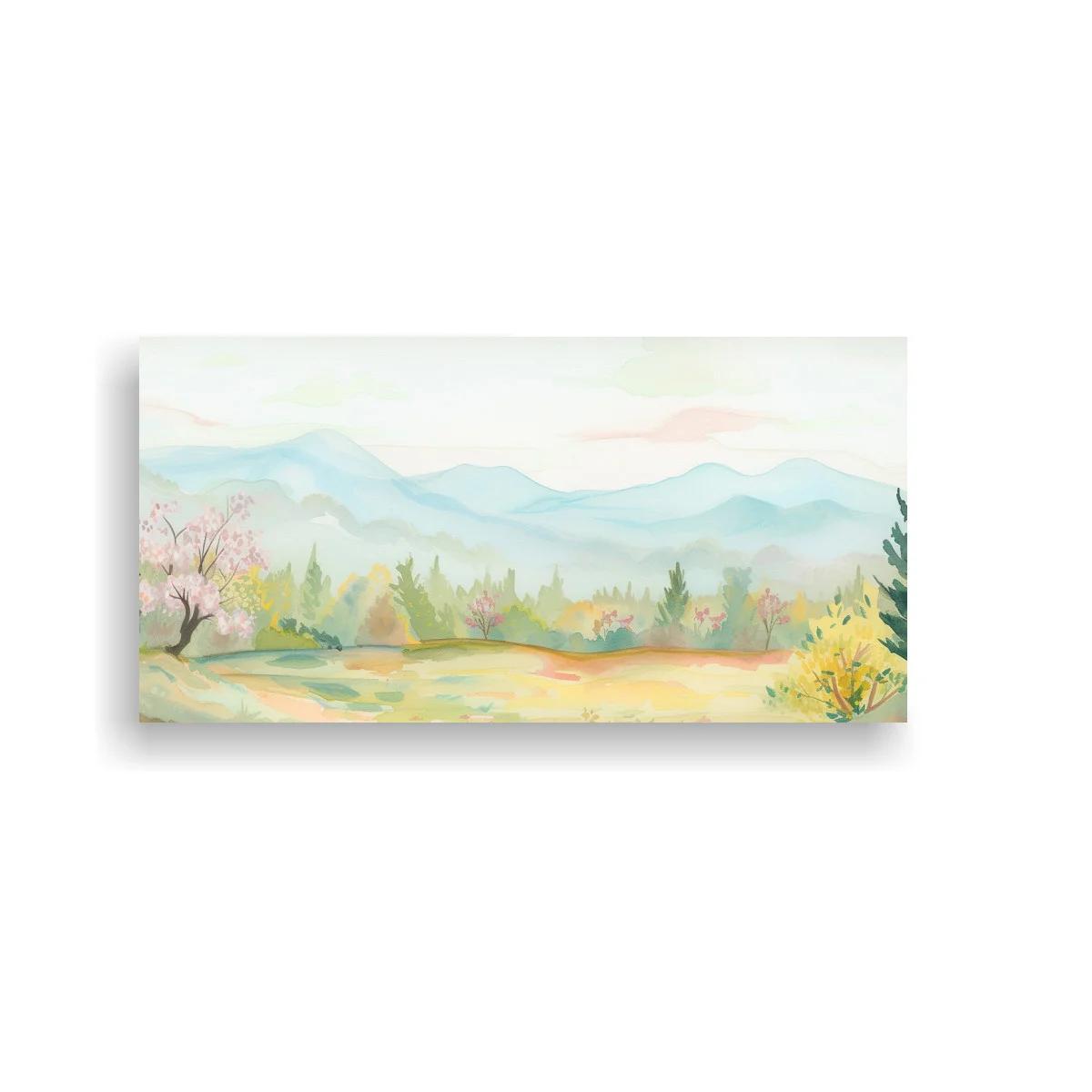 Cuadro paisaje de montaña con pradera abierta