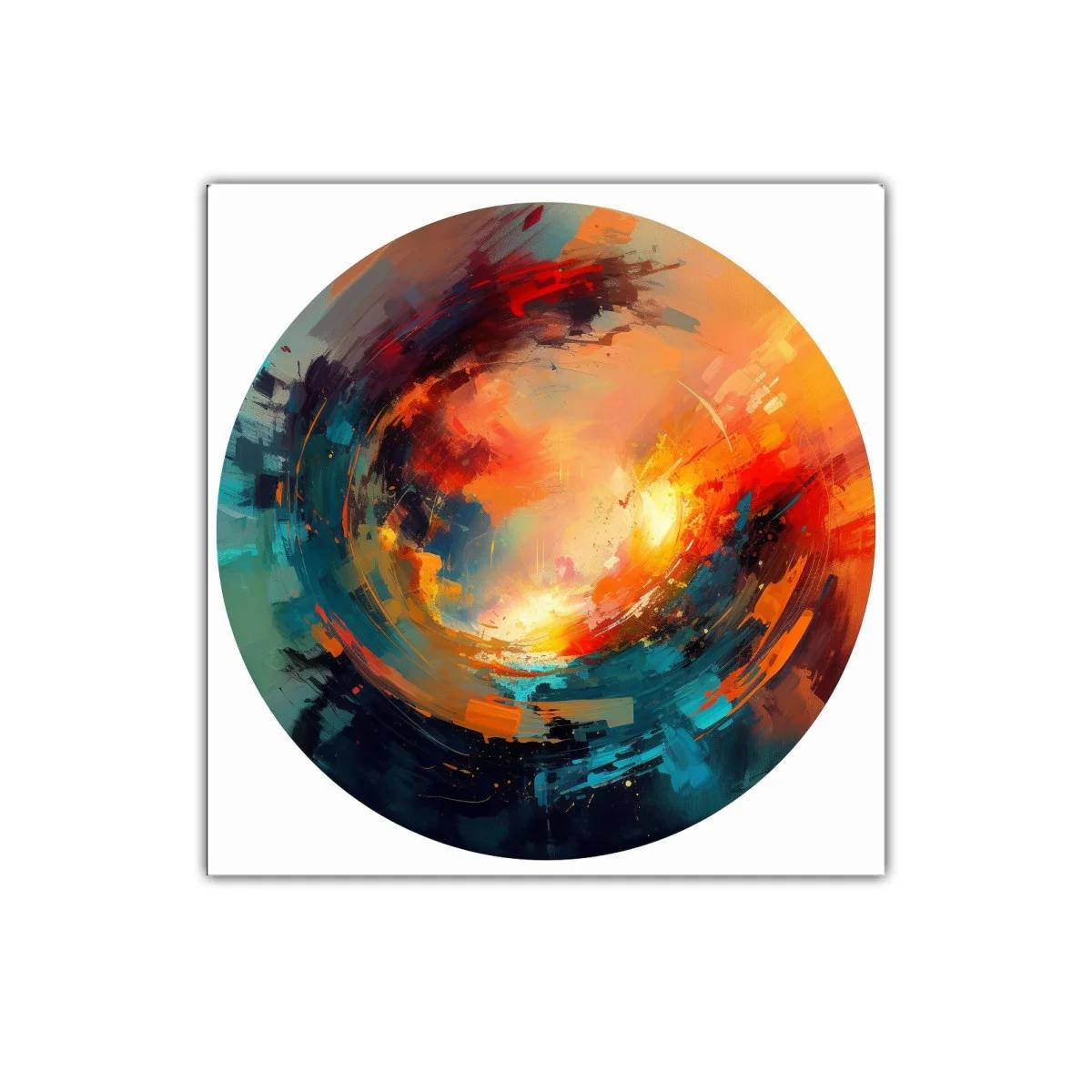 Cuadro abstracto circular con colores cálidos y vibrantes — imagen principal