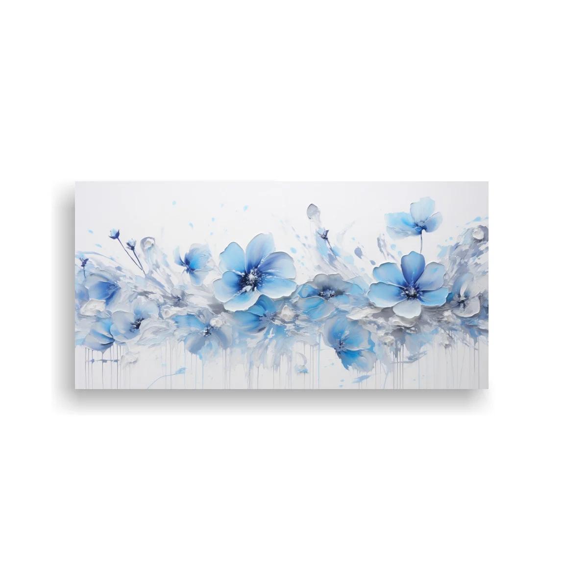 Cuadro flores azules con friso floral panorámico