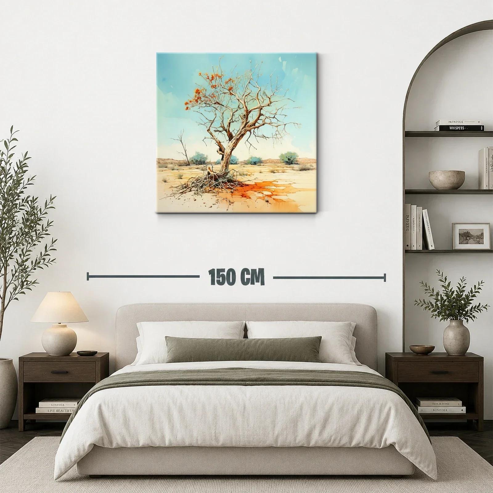 Árbol Seco con Flores Naranjas en Paisaje Árido — miniatura 3