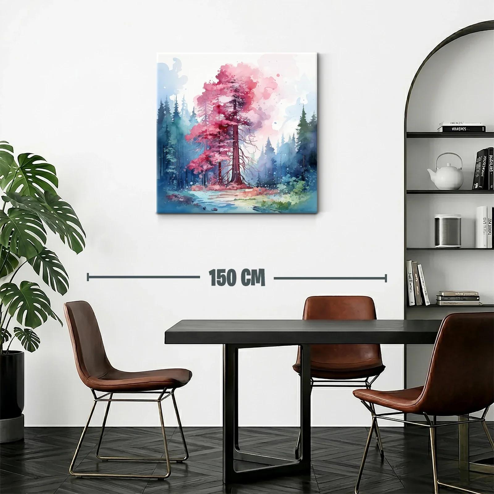 Bosque encantado con árbol de follaje rosa vibrante — miniatura 2