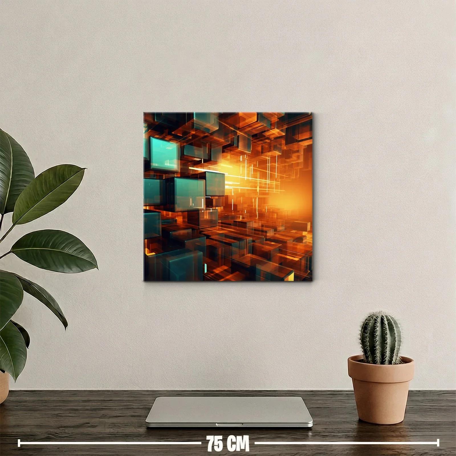 Composición abstracta de cubos translúcidos con luz cálida — miniatura 2