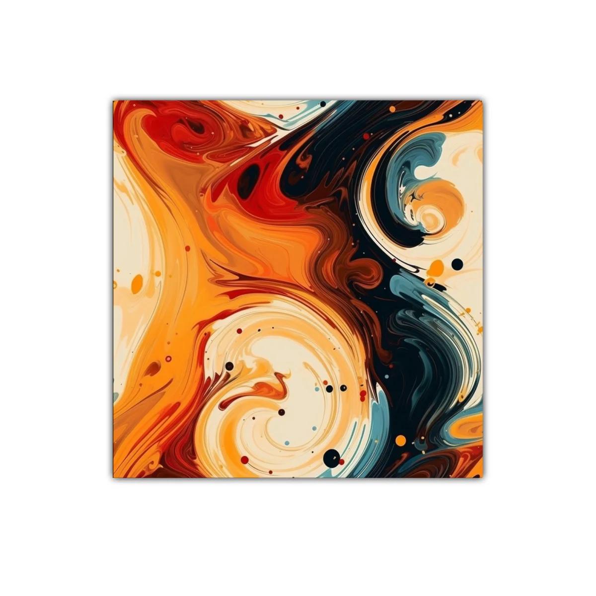 Cuadro decorativo con diseño abstracto en tonos cálidos y azules — imagen principal